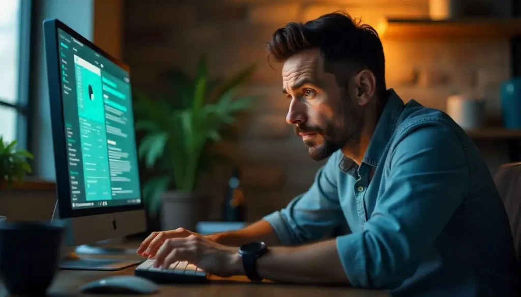 Dueño de negocio revisando su web con errores de diseño que afectan a sus ventas