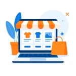 Sevilla: Ilustración que representa el diseño de una web con catálogo online, estilo digital limpio y profesional
